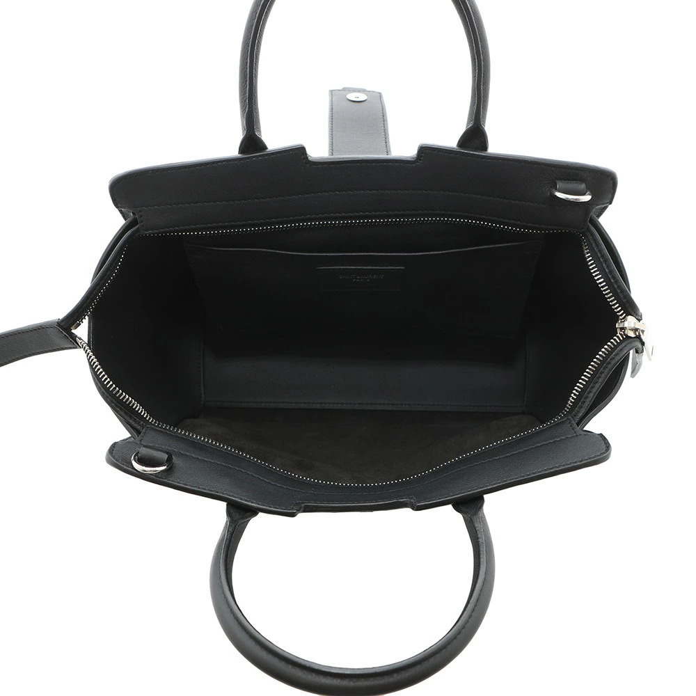 Saint Laurent Paris Baby Downtown Cabas Leather Handbag Shoulder Bag Black - Picture 6 of 12